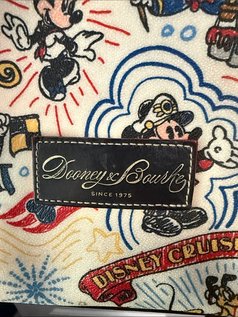 Dooney & Bourke Cream Disney Cruise Line Print Tote with Black Trim - Picture 4 of 4